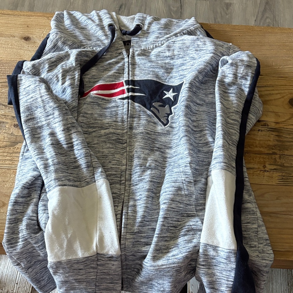 Gray and White Patriots Hoodie